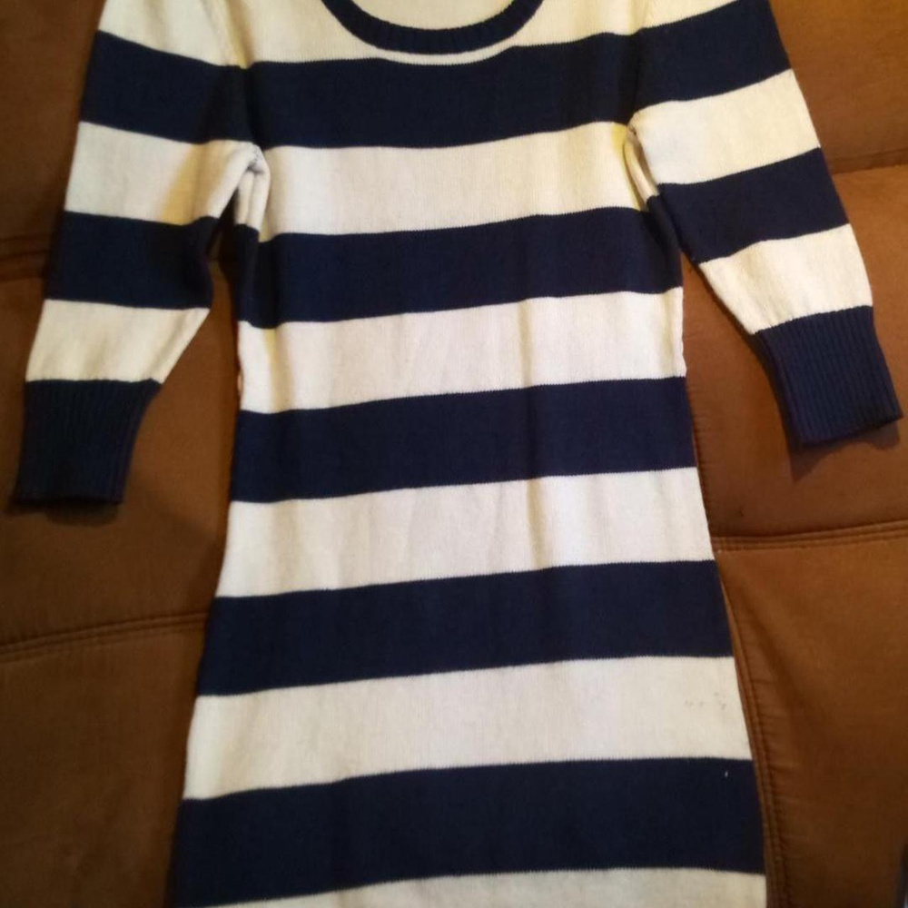 Bobbie Brooks Striped Sweater Dress Navy White Size S